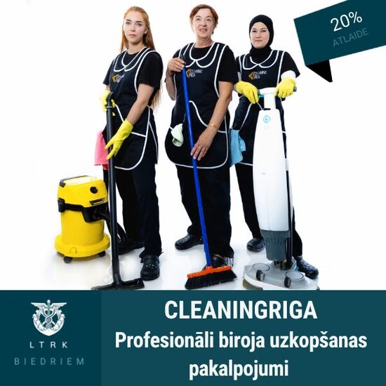 20% atlaide profesionāliem biroja uzkopšanas pakalpojumiem