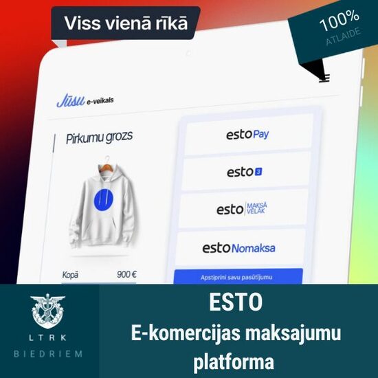 Bezmaksas pirmie 3 mēneši, izmantojot ESTO e-komercijas maksājumu platformu