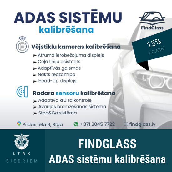 15% atlaidi ADAS sistēmu kalibrēšanai
