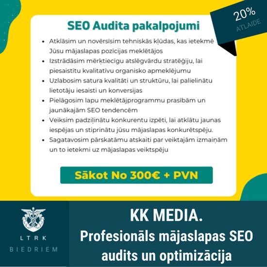 20% atlaide profesionālam mājaslapas SEO auditam un optimizācijai