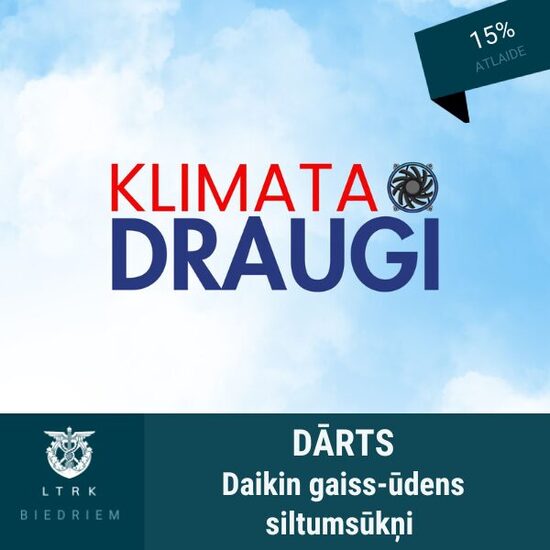 15% atlaide Daikin gaiss-ūdens siltumsūknim izvēloties montāžu pie Klimata Draugiem