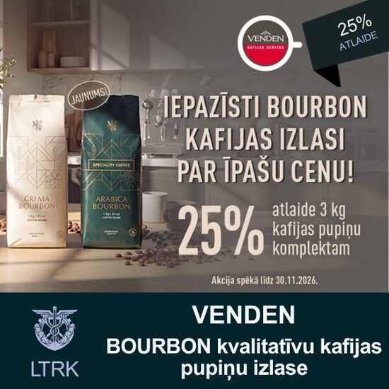 25% atlaide BOURBON kafijas pupiņu izlasei