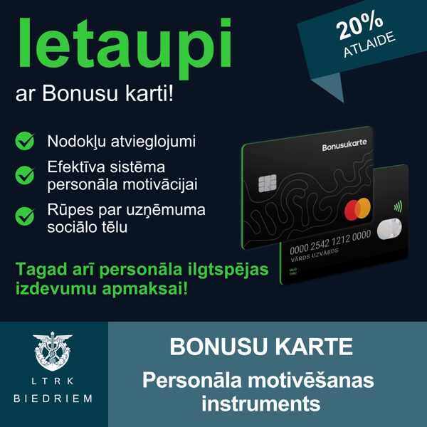 1 gadu 20% atlaide Bonusu karšu komisijai par pakalpojumu