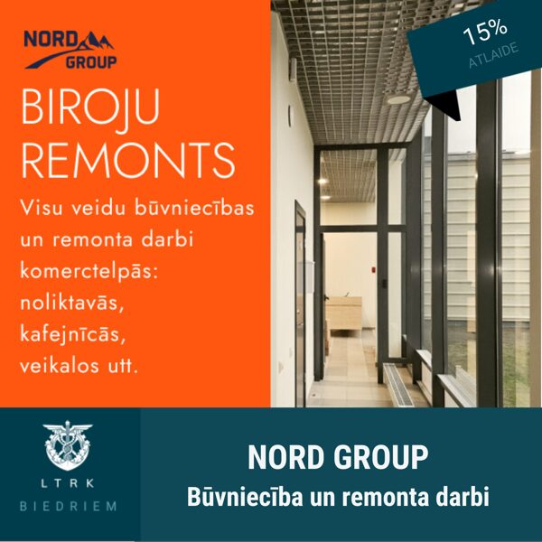 15% atlaide būvniecības un remonta darbiem